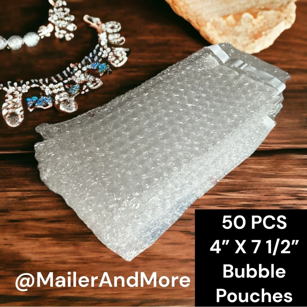 50 PCS Self-Seal Bubble Pouches 4 x 7 1/2″ 3/16″